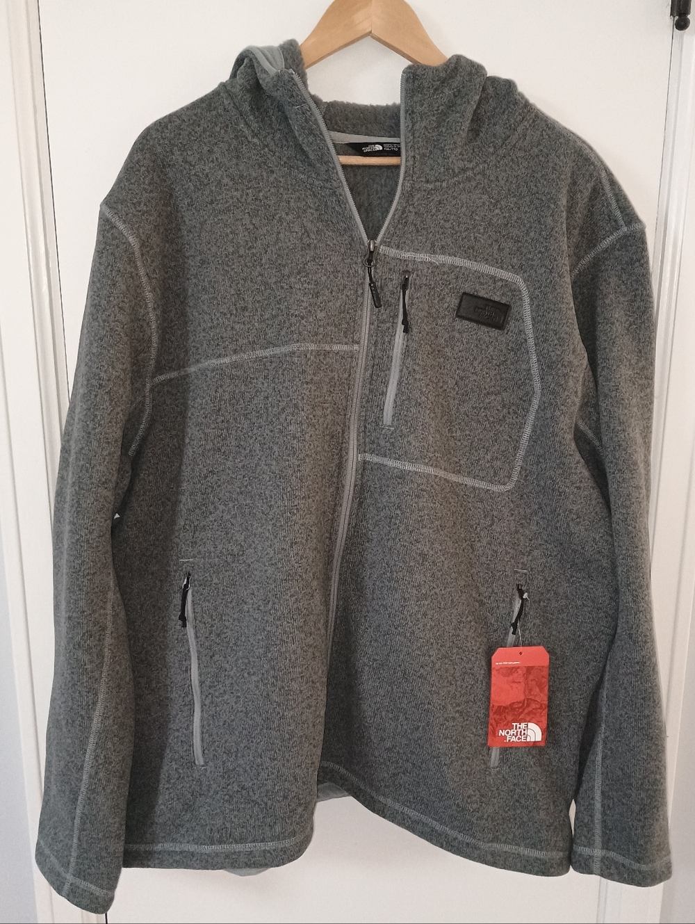 NWT The North Face Gray Full-Zip Hooded Fleece Jacket XXL Men's